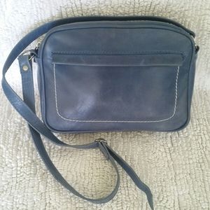 Blue Leather Shoulder Bag